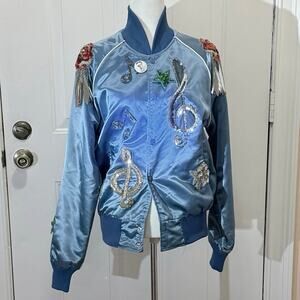 Vintage 1962 “Hot Rod Mike” Clifford Satin Bomber Jacket DIY Embellished Blue